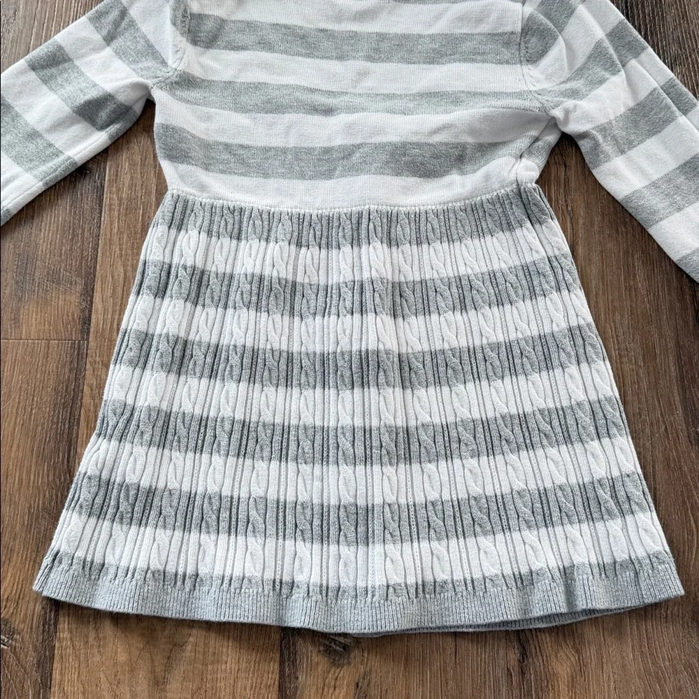 HOLLISTER Y2K Striped Babydoll Sweater Long Sleeve Square Neck Womens XS Grey